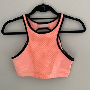 Lorna Jane Peach/Black High-Neck Sports Bra